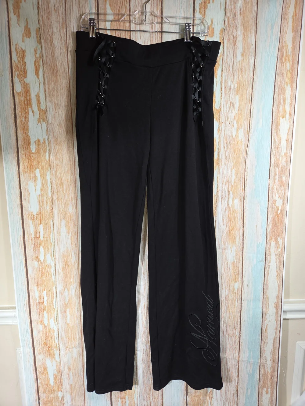 Named Collective Ghost Laced Cotton Sweatpants in Black. Size XXL